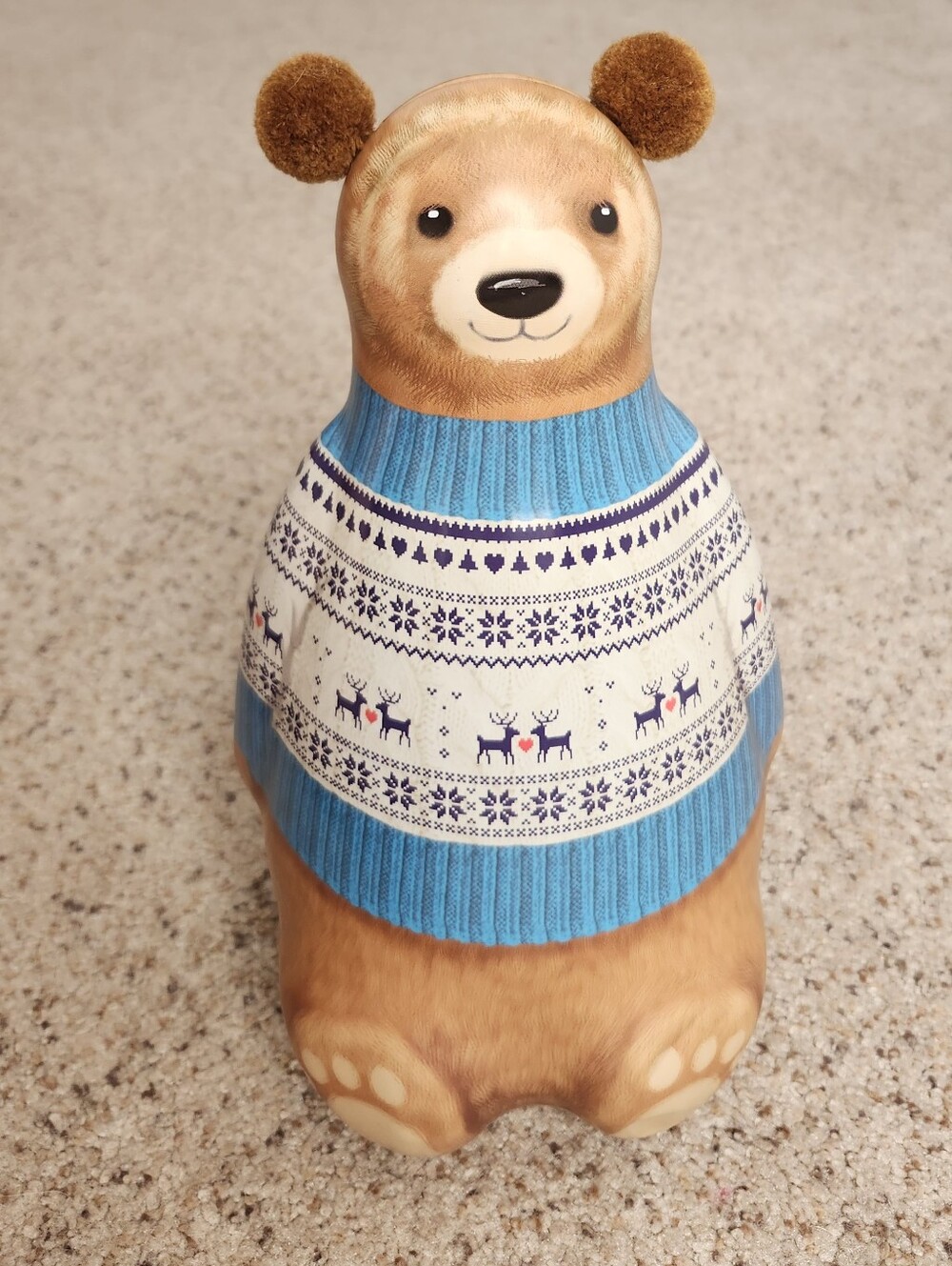 Teddy Bear In Fair Isle Sweater Empty Container